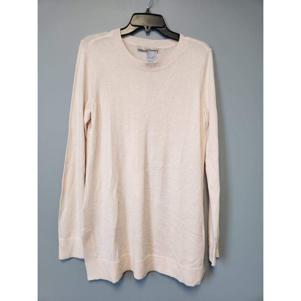 NWT LOFT Side Slit Tunic Sweater Size M Rosebud Pink Color